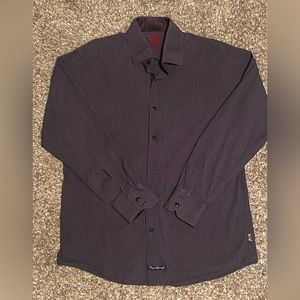 English Laundry Men Dress Shirt Purple Striped Size 16 34/35 Long Sleeve L